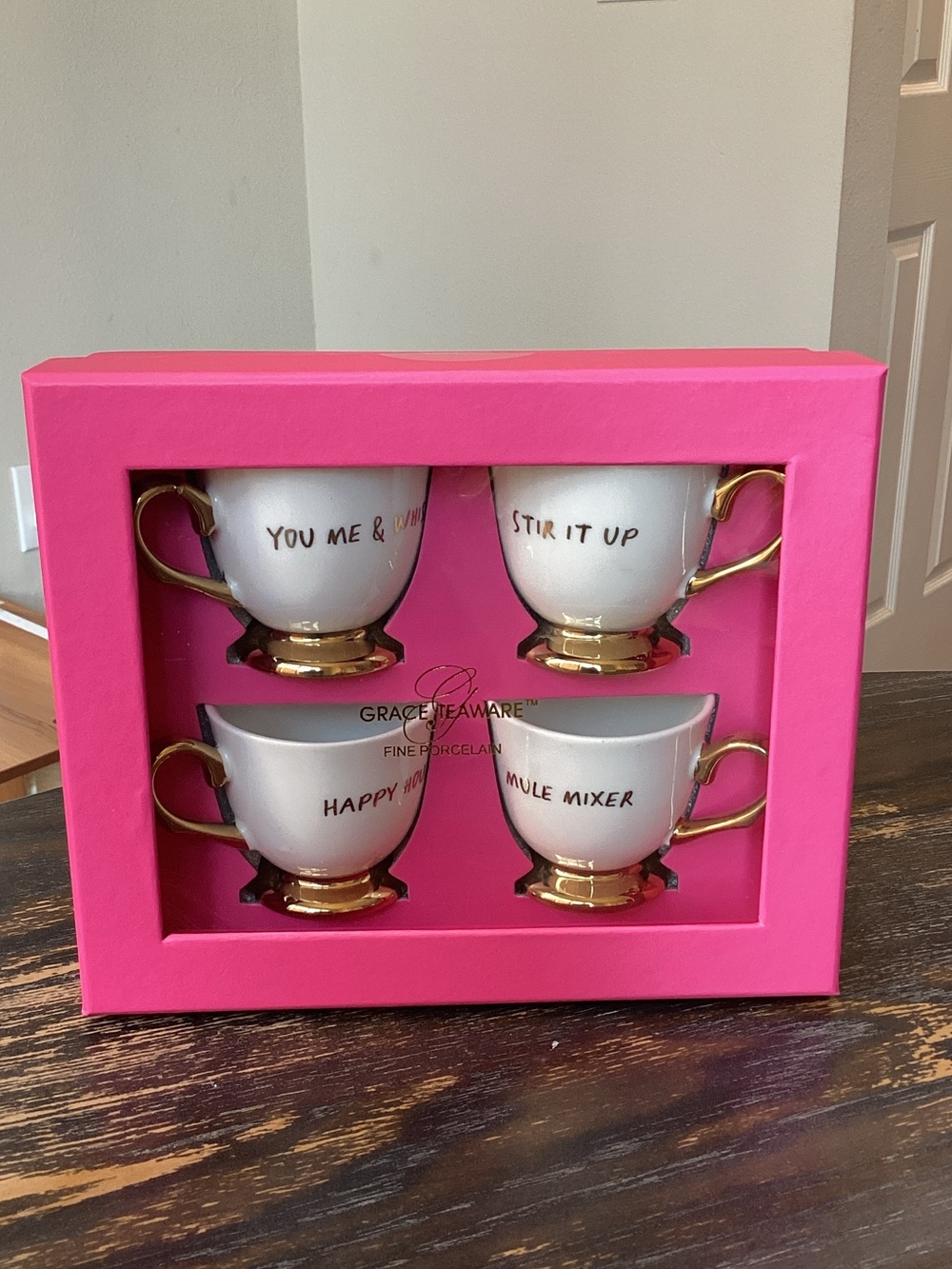 Grace Teaware White and Gold Porcelain set of 4 Cocktail Cups Set